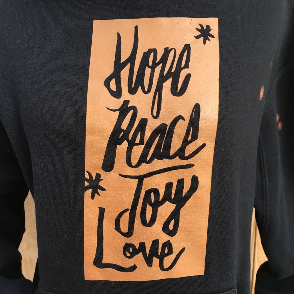 🔴 Hope Peace Joy Love Black Hoodie - Picture 2 of 8